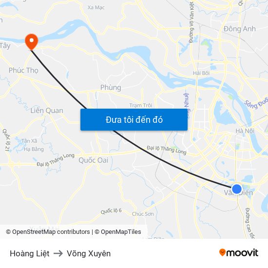 Hoàng Liệt to Võng Xuyên map