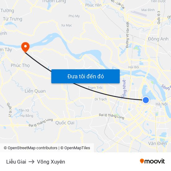 Liễu Giai to Võng Xuyên map