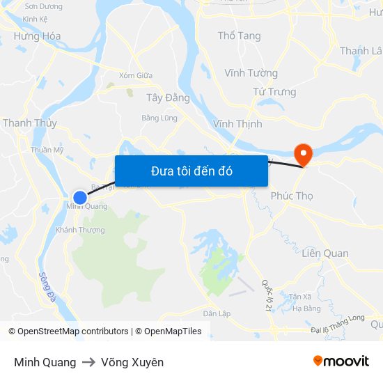 Minh Quang to Võng Xuyên map