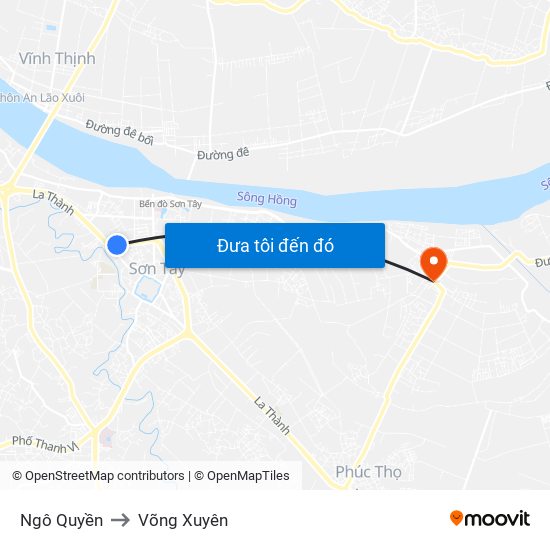 Ngô Quyền to Võng Xuyên map