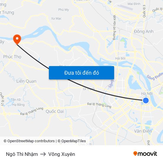 Ngô Thì Nhậm to Võng Xuyên map