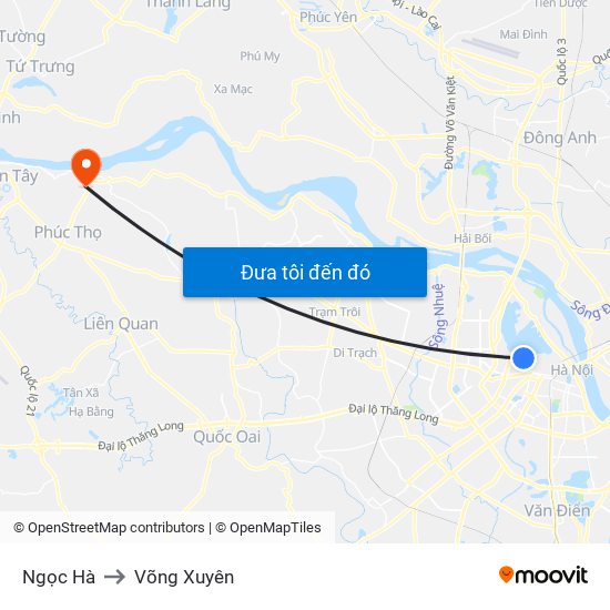 Ngọc Hà to Võng Xuyên map