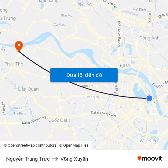 Nguyễn Trung Trực to Võng Xuyên map