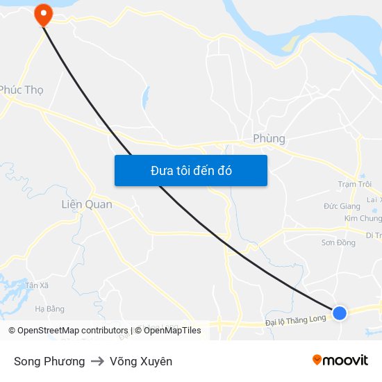 Song Phương to Võng Xuyên map