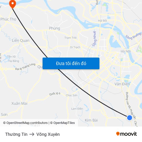 Thường Tín to Võng Xuyên map