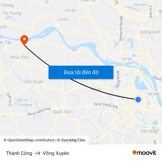 Thành Công to Võng Xuyên map