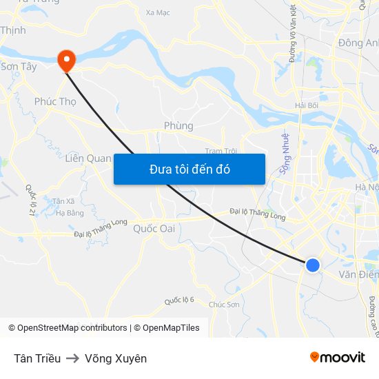 Tân Triều to Võng Xuyên map