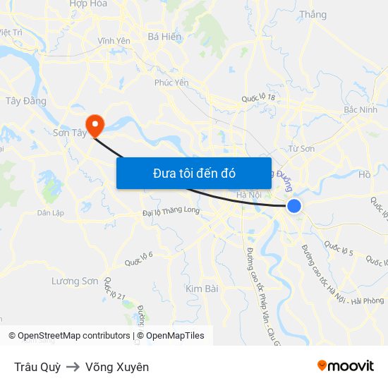 Trâu Quỳ to Võng Xuyên map