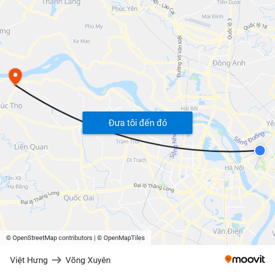 Việt Hưng to Võng Xuyên map