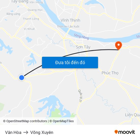 Vân Hòa to Võng Xuyên map