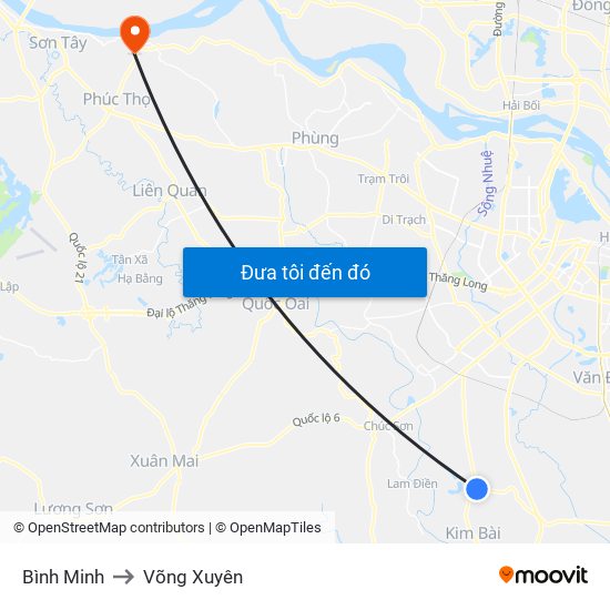 Bình Minh to Võng Xuyên map
