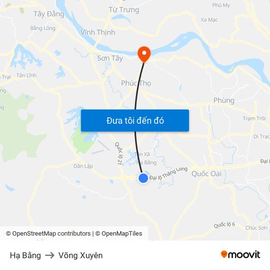 Hạ Bằng to Võng Xuyên map