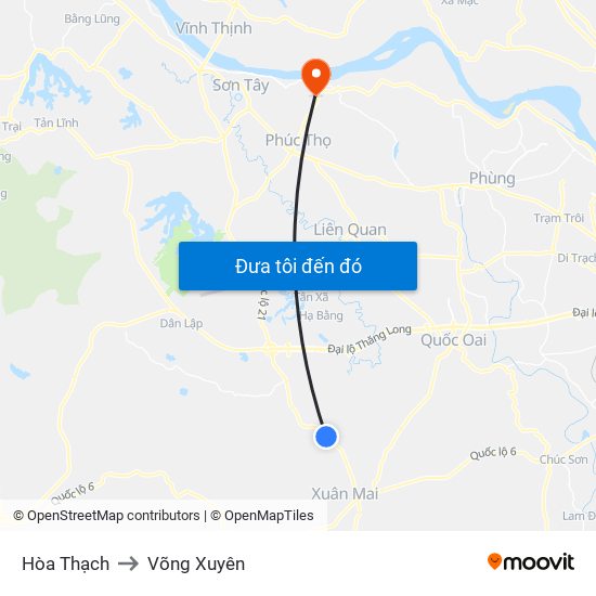 Hòa Thạch to Võng Xuyên map