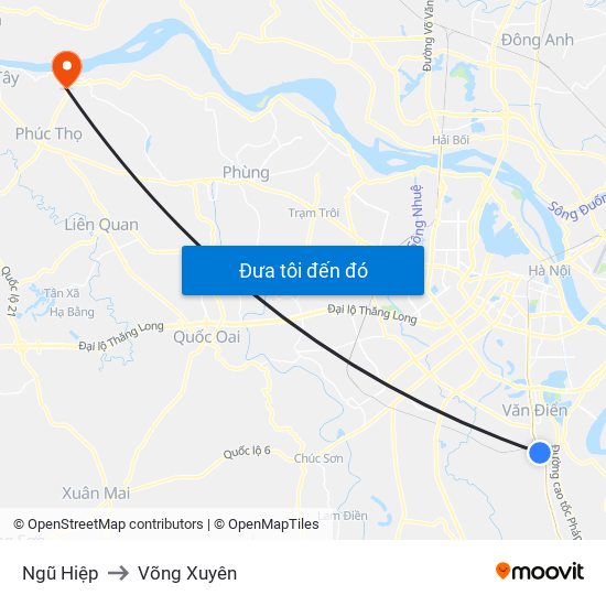 Ngũ Hiệp to Võng Xuyên map