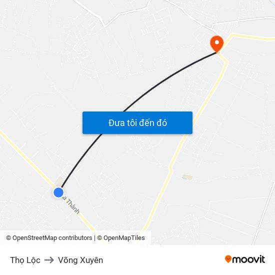 Thọ Lộc to Võng Xuyên map