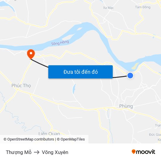 Thượng Mỗ to Võng Xuyên map