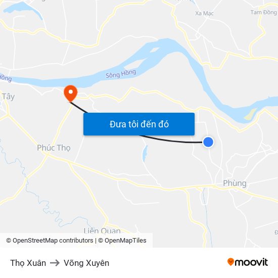 Thọ Xuân to Võng Xuyên map