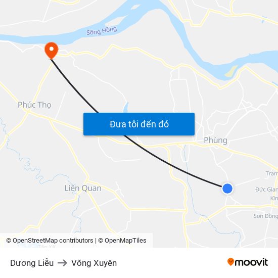 Dương Liễu to Võng Xuyên map