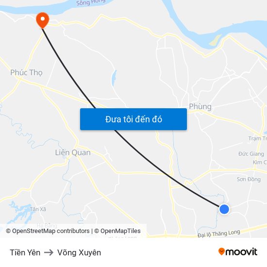 Tiền Yên to Võng Xuyên map