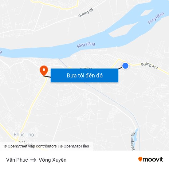 Vân Phúc to Võng Xuyên map