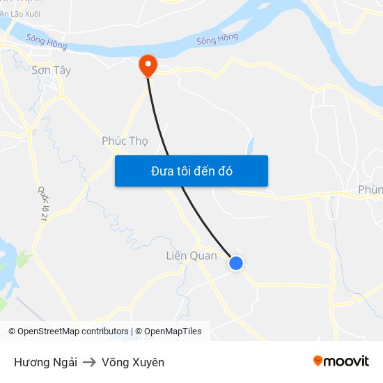 Hương Ngải to Võng Xuyên map