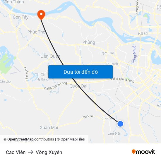 Cao Viên to Võng Xuyên map