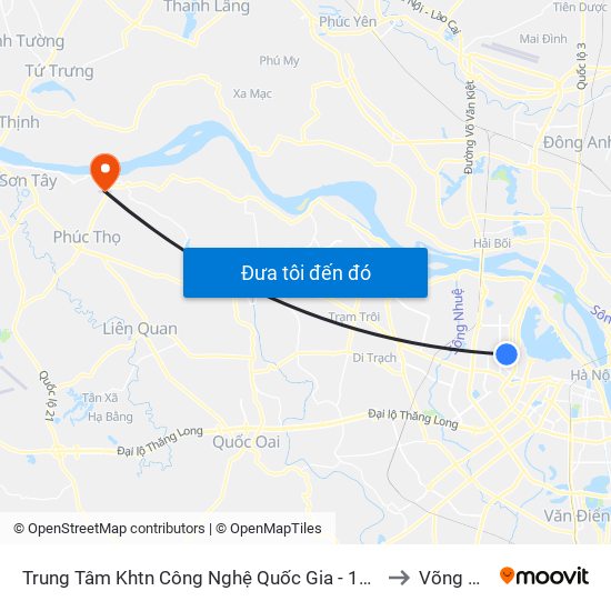 Trung Tâm Khtn Công Nghệ Quốc Gia - 18 Hoàng Quốc Việt to Võng Xuyên map