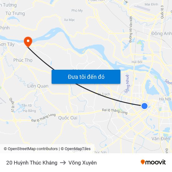 20 Huỳnh Thúc Kháng to Võng Xuyên map