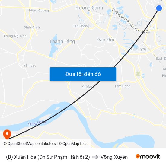 (B) Xuân Hòa (Đh Sư Phạm Hà Nội 2) to Võng Xuyên map