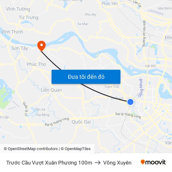 Trước Cầu Vượt Xuân Phương 100m to Võng Xuyên map