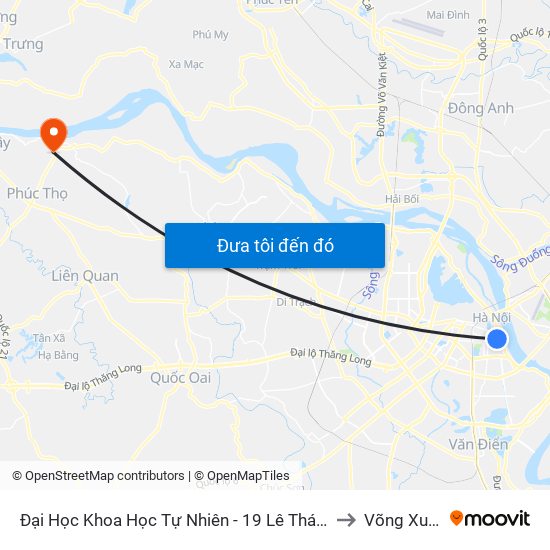 Đại Học Khoa Học Tự Nhiên - 19 Lê Thánh Tông to Võng Xuyên map