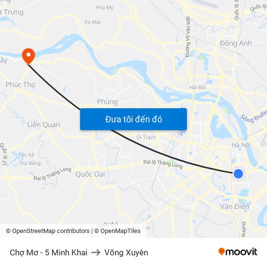 Chợ Mơ - 5 Minh Khai to Võng Xuyên map