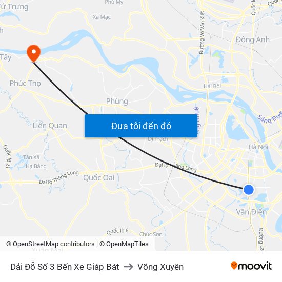 Dải Đỗ Số 3 Bến Xe Giáp Bát to Võng Xuyên map