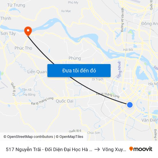 517 Nguyễn Trãi - Đối Diện Đại Học Hà Nội to Võng Xuyên map