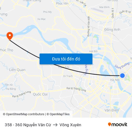 358 - 360 Nguyễn Văn Cừ to Võng Xuyên map