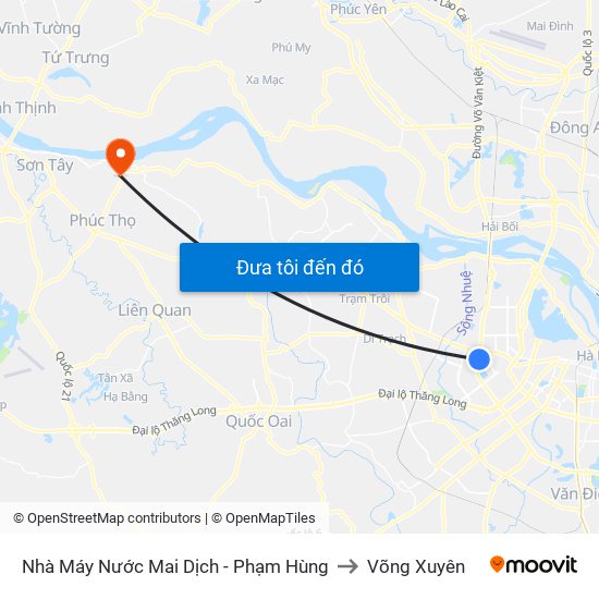 Nhà Máy Nước Mai Dịch - Phạm Hùng to Võng Xuyên map