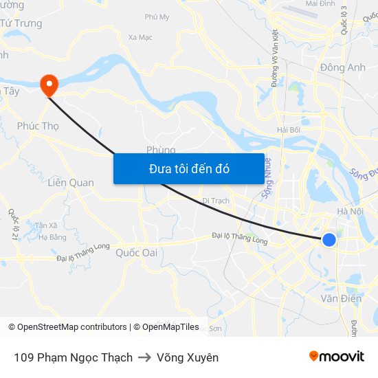 109 Phạm Ngọc Thạch to Võng Xuyên map