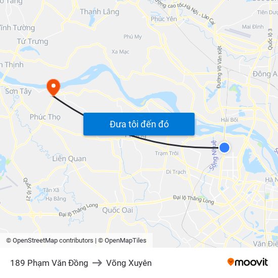 189 Phạm Văn Đồng to Võng Xuyên map