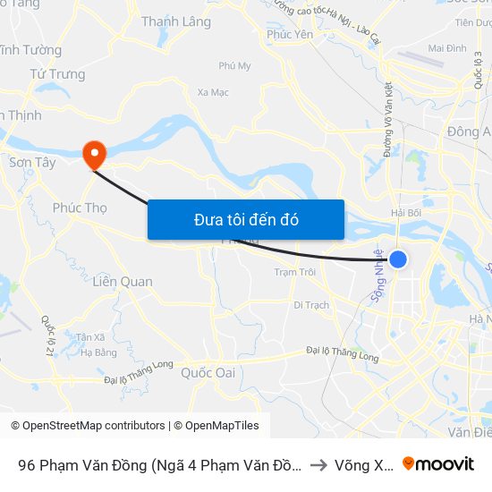 96 Phạm Văn Đồng (Ngã 4 Phạm Văn Đồng - Xuân Đỉnh) to Võng Xuyên map