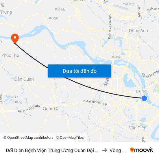 Đối Diện Bệnh Viện Trung Ương Quân Đội 108 - Trần Hưng Đạo to Võng Xuyên map