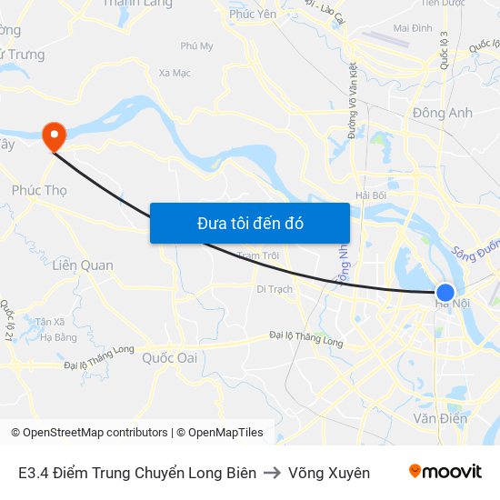 E3.4 Điểm Trung Chuyển Long Biên to Võng Xuyên map