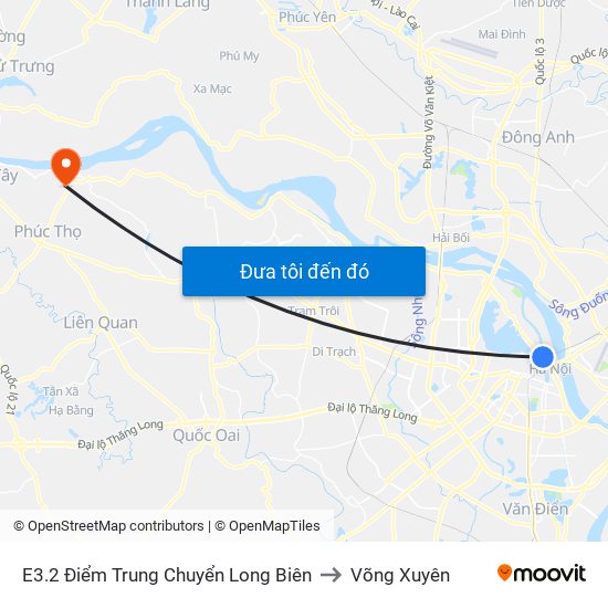 E3.2 Điểm Trung Chuyển Long Biên to Võng Xuyên map