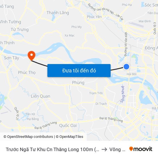 Trước Ngã Tư Khu Cn Thăng Long 100m (Chiều Nội Bài - Hà Nội) to Võng Xuyên map