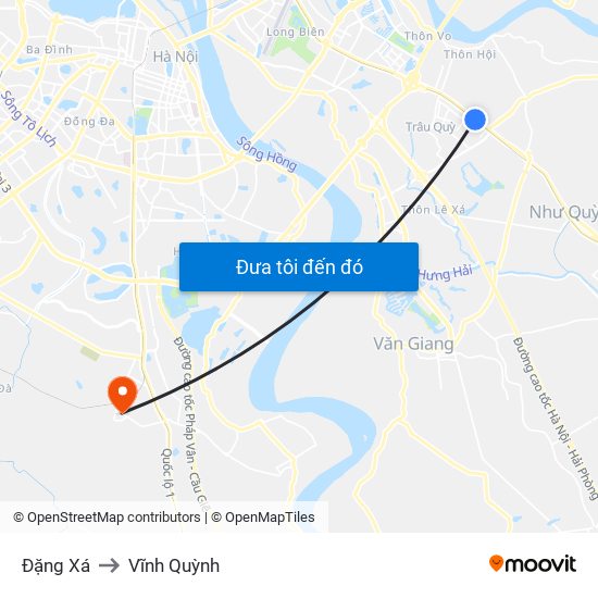 Đặng Xá to Vĩnh Quỳnh map