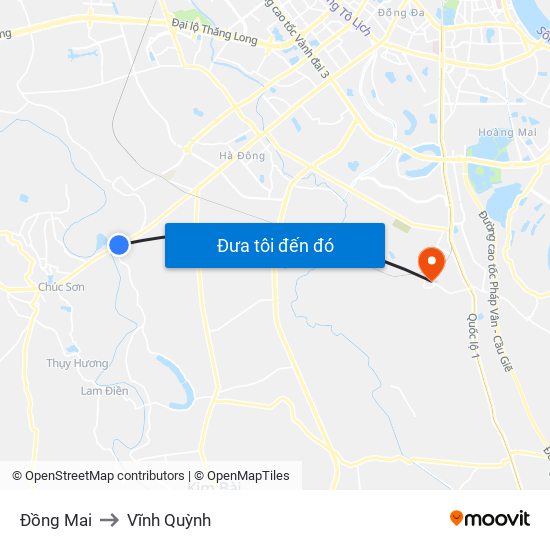 Đồng Mai to Vĩnh Quỳnh map