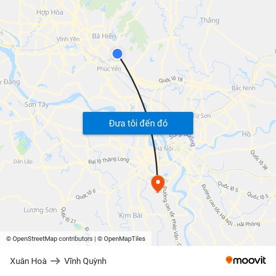 Xuân Hoà to Vĩnh Quỳnh map