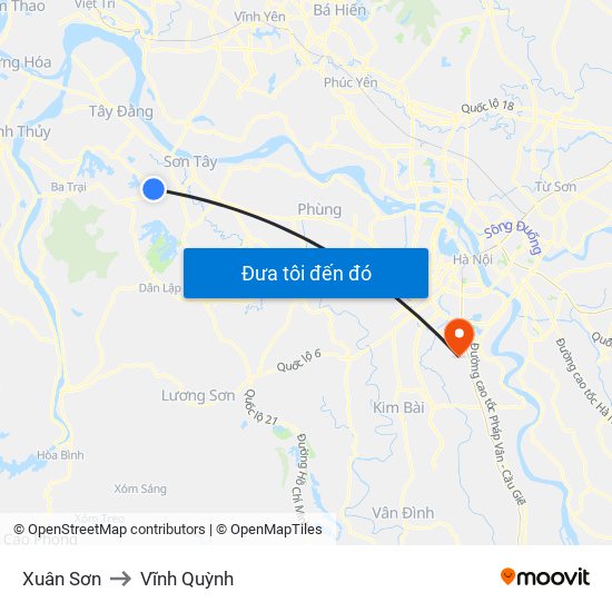 Xuân Sơn to Vĩnh Quỳnh map