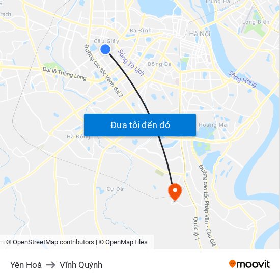 Yên Hoà to Vĩnh Quỳnh map