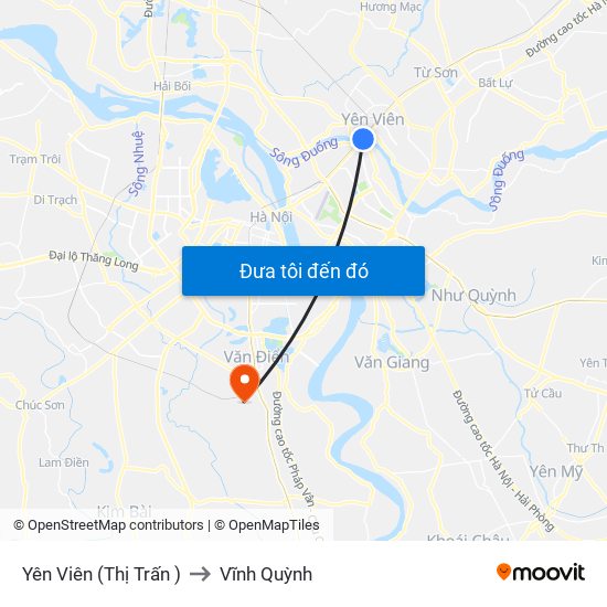 Yên Viên (Thị Trấn ) to Vĩnh Quỳnh map
