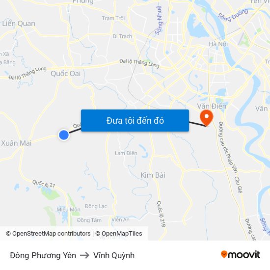Đông Phương Yên to Vĩnh Quỳnh map